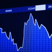 chart diagram or graph from the stock market on computer screen